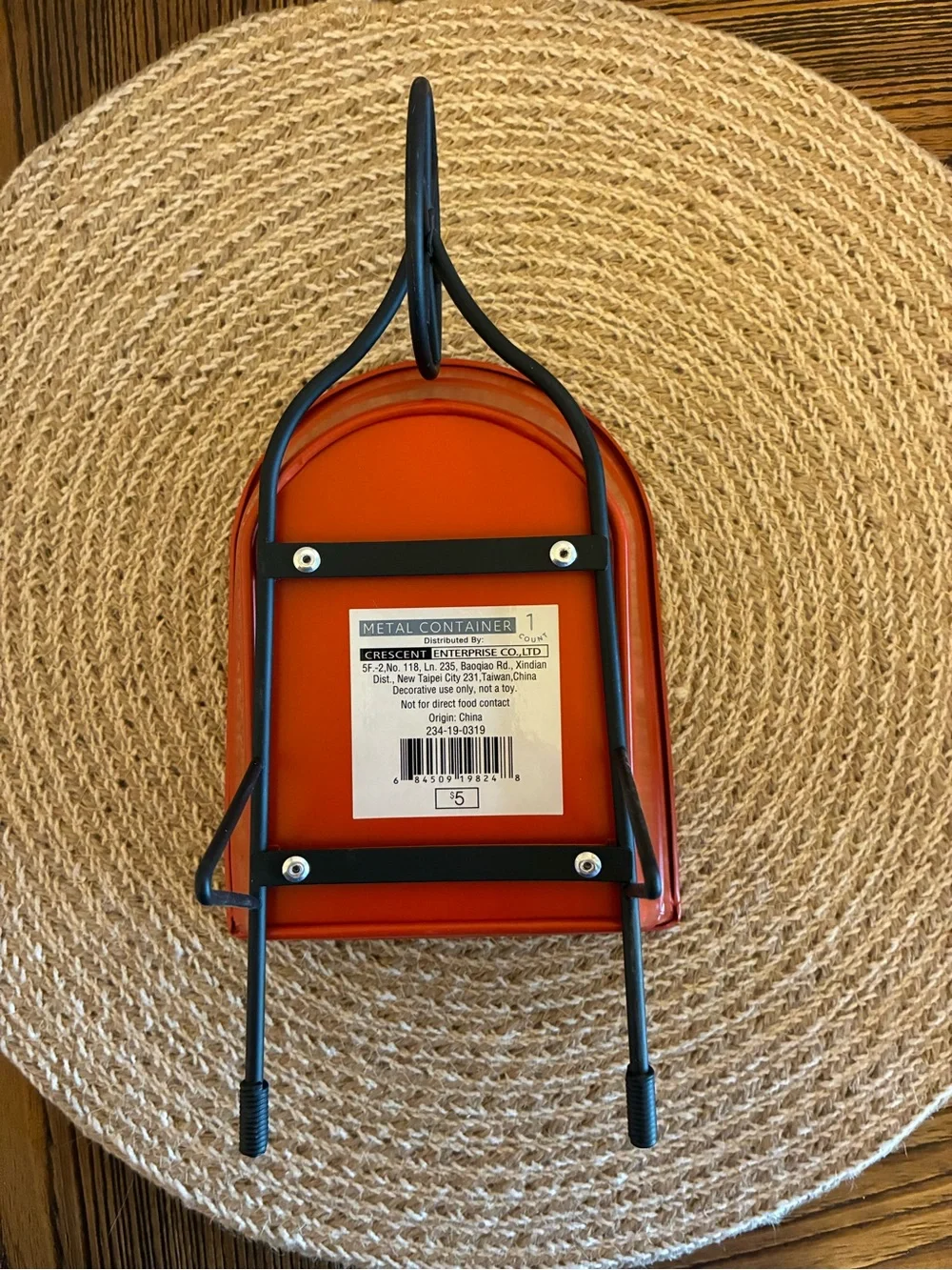 Decor Orange/Red Metal Wheelbarrow & Wooden Picket Fence Basket